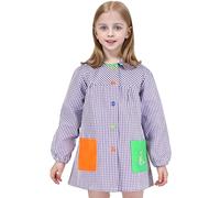 H HANSEL HOME Bata Escolar Infantil con Botones para 7-8 años, Babi Infantil Bata con dos Bolsillos Niño y Niña para Guarderia y Colegio - Lila, Talla 6(7-8 años)