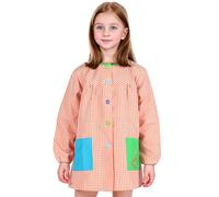 H HANSEL HOME Bata Escolar Infantil con Botones para 8-9 años, Babi Infantil Bata con dos Bolsillos Niño y Niña para Guarderia y Colegio - Naranja, Talla 8(8-9 años)