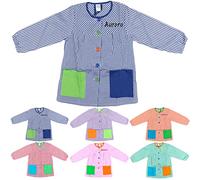 H HANSEL HOME Bata Escolar Infantil Multicolor Baby Infantil de Cuadros - 8-9 años, Con Bordado Nombre Personalizable