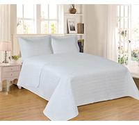H HANSEL HOME Colcha Bouti Lisa Cama 140/150/160, 100% Microfibra Extra Suave, Cubrecama Fina, para Primavera, Verano, Otoño e Invierno, Incluye 2 Fundas de Cojín - Blanco 250x260cm