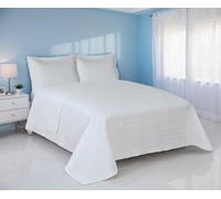 H HANSEL HOME Colcha Bouti Liso Bicolor Reversible para Cama 80/90, Colcha Multiuso Cubrecama 100% Microfibra Ultra Suave para Verano y Entretiempo Incluye 1 Funda de Cojín - Blanco, 180x260cm