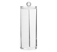 H HANSEL Home Dispensador Redondo y Contenedor de Algodón para Desmaquillantes, Algodonero Transparente, 7.5 x 20 cm