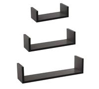 H HANSEL HOME Estantería de Pared, Juego de 3 Estantes, Baldas Flotantes, Estanteria Flotantes de Pared, Montaje Oculto, Juego de Baldas para Libros y Objetos de Decoración, Negro, 42/32/22cm