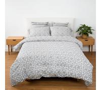 H HANSEL HOME Funda Nordica Cama 150 de 4 Piezas Transpirable Suave al Tacto 100% Microfibra, Funda Edredón 220x240cm, Bajera 150x200cm con 2 Fundas de Almohada 50x90cm - Laberinto Gris