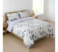 H HANSEL HOME Juego de Funda Nórdica Cama 150-4 Piezas - Microfibra Transpirable - Funda Edredón 220x240 cm, Bajera 150x200+30 cm, 2 Fundas de Almohada 50x75 cm - Estampada Floral Azul y Gris