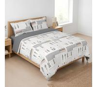 H HANSEL HOME Juego de Funda Nórdica Cama 150-4 Piezas - Microfibra Transpirable - Funda Edredón 220x240 cm, Bajera 150x200+30 cm, 2 Fundas de Almohada 50x75 cm - Estampada Geometricas