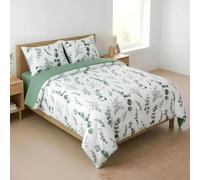 H HANSEL HOME Juego de Funda Nórdica Cama 150-4 Piezas - Microfibra Transpirable - Funda Edredón 220x240 cm, Bajera 150x200+30 cm, 2 Fundas de Almohada 50x75 cm - Estampada Eucalipto