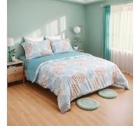 H HANSEL HOME Juego de Funda Nordica Microfibra de 3 Piezas para Cama 90 Ultra Suave Transpirable, Incluye 1 Funda Edredón 150x220cm, 1 Bajera 90x200+28cm, 1 Funda Almojada 50x110cm - Hoja Verde