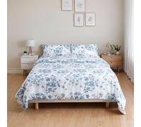 H HANSEL HOME Juego de Funda Nordica Microfibra de 4 Piezas para Cama 150 Suave Transpirable, Incluye 1 Funda Edredón 220x240cm, 1 Bajera 150x200+30cm, 2 Fundas de Almohada 50x90cm - Floral Verde