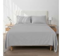 H HANSEL HOME Juego de Sábanas Cama 150, Juego Sábanas 150x190/200cm 4 Piezas, Microfibra Extra Suave, Sábanas Bajera Ajustable, Encimera, 2 Fundas de Almohada - Juego Sabanas Gris Claro