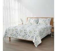 H HANSEL HOME Juego de Sábanas Cama 180, Juego Sábanas 180x190/200cm 4 Piezas, Microfibra Extra Suave, Sábanas Bajera Ajustable, Encimera, 2 Fundas de Almohada - Eucalipto
