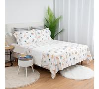 H HANSEL HOME Juego de Sábanas Cama 180, Juego Sábanas 180x190/200cm 4 Piezas, Microfibra Extra Suave, Sábanas Bajera Ajustable, Encimera, 2 Fundas de Almohada - Juego Sabanas Rosa Azul