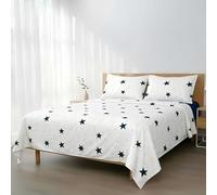 H HANSEL HOME Juego de Sábanas Cama 90, Juego Sábanas 90x190/200cm 3 Piezas, Microfibra Extra Suave, Sábanas Bajera Ajustable, Encimera, Funda de Almohada - Cielo Estrellado