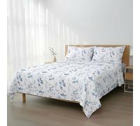 H HANSEL HOME Juego de Sábanas Cama 90, Juego Sábanas 90x190/200cm 3 Piezas, Microfibra Extra Suave, Sábanas Bajera Ajustable, Encimera, Funda de Almohada - Hojas Azul Pastel