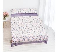 H HANSEL HOME Juego de Sábanas de Coralina Térmicas para Invierno - Cama 135, 3 Piezas: Funda de Almohada, Bajera Ajustable y Encimera - Suaves y Calentitas, Diamantes Lila