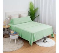 H HANSEL HOME Juego de Sábanas de Microfibra 3 Piezas para Cama 105cm Transpirable - Incluye 1 Encimera, 1 Bajera Ajustable y 1 Funda de Almohada - Verde