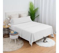 H HANSEL HOME Juego de Sábanas de Microfibra 3 Piezas para Cama 150cm Transpirable - Incluye 1 Encimera, 1 Bajera Ajustable y 1 Funda de Almohada - Blanco