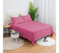 H HANSEL HOME Juego de Sábanas de Microfibra 4 Piezas para Cama 135cm Transpirable - Incluye 1 Encimera, 1 Bajera Ajustable y 2 Fundas de Almohada - Fucsia