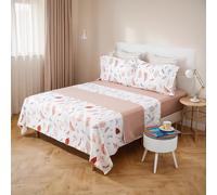 H HANSEL HOME Juego de Sábanas de Microfibra 4 Piezas para Cama 150cm Transpirable - Incluye 1 Encimera, 1 Bajera Ajustable y 2 Fundas de Almohada - Pluma Marrón