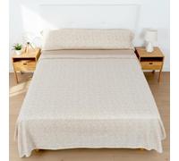 H HANSEL HOME Juego de Sábanas Termicas 3 Piezas Pirineo para Cama de 135x190cm, Sábanas Polares de Invierno Ultra Suave, Incluye Sabana Bajera + Encimera + Funda de Almohada - Ramo Beige