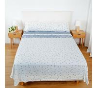 H HANSEL HOME Juego de Sábanas Termicas 3 Piezas Pirineo para Cama de 135x190cm, Sábanas Polares de Invierno Ultra Suave, Incluye Sabana Bajera + Encimera + Funda de Almohada - Invierno Azul