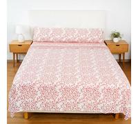 H HANSEL HOME Juego de Sábanas Termicas 3 Piezas Pirineo para Cama de 150x190cm, Sábanas Polares de Invierno Ultra Suave, Incluye Sabana Bajera + Encimera + Funda de Almohada - Hojas Rosa