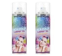 H HANSEL HOME Laca con Purpurina para el Pelo Temporal - Fácil de Lavar, Brillo Deslumbrante para Todo Tipo de Cabello, Purpurina Plata, 125ml x 2 unidades