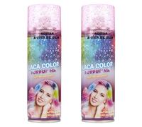 H HANSEL HOME Laca con Purpurina para el Pelo Temporal - Fácil de Lavar, Brillo Deslumbrante para Todo Tipo de Cabello, Purpurina Morado, 125ml x 2 unidades