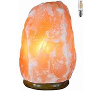 H HANSEL HOME Lámpara de Sal del Himalaya Natural 1,5-2 Kg + 1 Bombilla de Led de Repuesto Enchufe Europeo