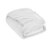 H HANSEL HOME Manta de Franela 130x160cm para Sofá Extrasuave al Tacto, Microfibra Polar para Cama, Toda Estación - Blanco