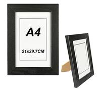 H HANSEL HOME Marco de Fotos 21 x 29.7 cm A4 Negro Hecho de Madera Panel de Cristal Marco de Fotos para Decoracion Especial para Títulos Universitarios