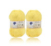 H HANSEL HOME Ovillo de Algodón Premium 100% Natural - Perfecto para Tejer y Ganchillo, Ideal para Crochet y Amigurumi, Amarillo, 100gr, 220m, Pack de 2pcs