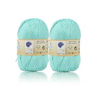 H HANSEL HOME Ovillo de Algodón Premium 100% Natural - Perfecto para Tejer y Ganchillo, Ideal para Crochet y Amigurumi, Verde Agua, 100gr, 220m, Pack de 2pcs