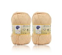 H HANSEL HOME Ovillo de Algodón Premium 100% Natural - Perfecto para Tejer y Ganchillo, Ideal para Crochet y Amigurumi, Carne, 100gr, 220m, Pack de 2pcs
