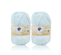 H HANSEL HOME Ovillo de Algodón Premium 100% Natural - Perfecto para Tejer y Ganchillo, Ideal para Crochet y Amigurumi, Celeste Bebe, 100gr, 220m, Pack de 2pcs