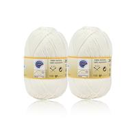 H HANSEL HOME Ovillo de Algodón Premium 100% Natural - Perfecto para Tejer y Ganchillo, Ideal para Crochet y Amigurumi, Crudo, 100gr, 220m, Pack de 2pcs