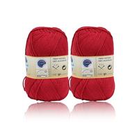H HANSEL HOME Ovillo de Algodón Premium 100% Natural - Perfecto para Tejer y Ganchillo, Ideal para Crochet y Amigurumi, Granate, 100gr, 220m, Pack de 2pcs