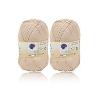 H HANSEL HOME Ovillo de Algodón Premium 100% Natural - Perfecto para Tejer y Ganchillo, Ideal para Crochet y Amigurumi, Beig Claro, 100gr, 220m, Pack de 2pcs
