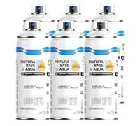 H HANSEL HOME Pintura Spray Base Agua 400ml - Para Muebles, Metal, Plástico y Madera - Ecológica y Sin Olor, Colores Duraderos - Blanco Brillo, 6 unidades