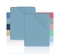 H HANSEL HOME Sábana Bajera Ajustable Cama 105 - Altura 28cm - Microfibra Suave y Transpirable - Sábanas Bajeras Ajustables - Sábana Bajera 105x190/200cm - Azul - 2 Unidades