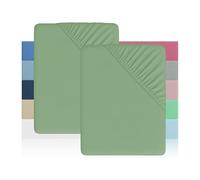 H HANSEL HOME Sábana Bajera Ajustable Cama 135 - Altura 30cm - Microfibra Suave y Transpirable - Sábanas Bajeras Ajustables - Sábana Bajera 135x190/200cm - Verde Claro - 2 Unidades