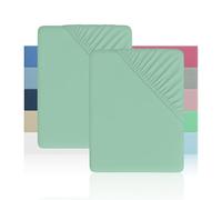 H HANSEL HOME Sábana Bajera Ajustable Cama 90 - Altura 28cm - Microfibra Suave y Transpirable - Sábanas Bajeras Ajustables - Sábana Bajera 90x190/200cm - Verde - 2 Unidades