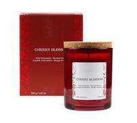 H HANSEL HOME Vela Perfumada Botanical, Vela en Vaso de Cristal con Tapa de Corcho - Velas Aromáticas de Cera Vegetal, Vaso Reutilizable, 30h Duración, 8.5x7cm, Cherry Blossom, 140g x 1 unidad