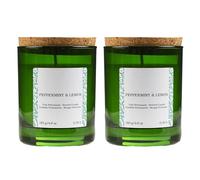 H HANSEL HOME Vela Perfumada Botanical, Vela en Vaso de Cristal con Tapa de Corcho - Velas Aromáticas de Cera Vegetal, Vaso Reutilizable, 30h Duración, 8.5x7cm, Peppermint & Lemon, 140g x 2 unidades