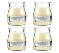 H HANSEL HOME Vela Perfumada en Vaso de Yogurt - Duración de 24 Horas, 7 x 6 cm, Dulce Coco, 100g x 4 unidades