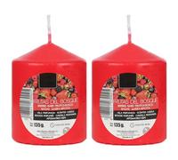 H HANSEL HOME Vela Taco Perfumada de Larga Duración, 7 x 5,7 cm, Velas Rojas, Frutas del Bosque, 135g x 2 unidades