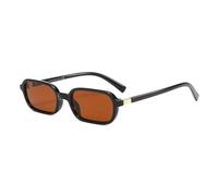 H HELMUT JUST Gafas de sol retro rectangulares para mujer Vintage Fashion Trendy Funny Small 90s Square Sunnies (Negro brillante/Marrón)