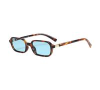 H HELMUT JUST Gafas de sol retro rectangulares para mujer Vintage Fashion Trendy Funny Small 90s Square Sunnies (Carey Oscuro/Azul grisáceo)
