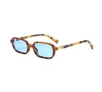 H HELMUT JUST Gafas de sol retro rectangulares para mujer Vintage Fashion Trendy Funny Small 90s Square Sunnies (Carey/Azul Claro)