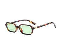 H HELMUT JUST Gafas de sol retro rectangulares para mujer Vintage Fashion Trendy Funny Small 90s Square Sunnies (Carey/Verde)